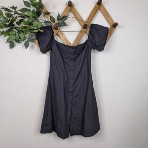 Indefeir Boutique Puff Sleeve Off the Shoulder Mini Black Dress